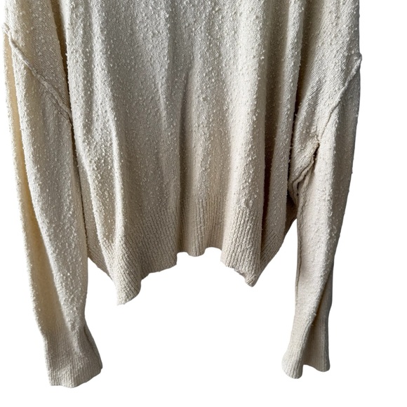 Free People Found My Friend Knit Sweater Cardigan Cream Boxy Size Large - Picture 9 of 14